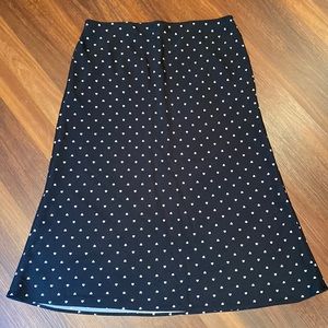Rachel Zoe black heart print midi skirt, size 12